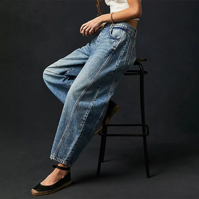 Malvine | Barrel Leg Cotton Denim Jeans