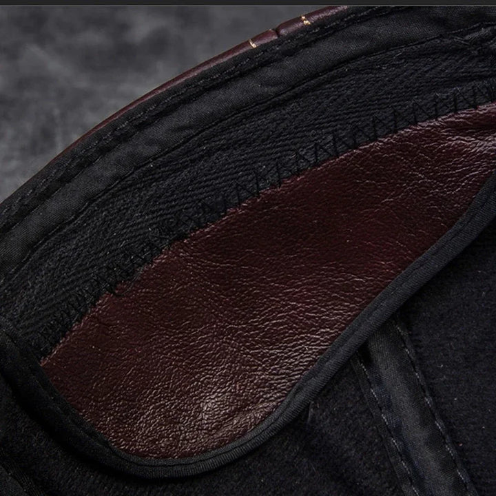 Panelled Leather Flat Cap