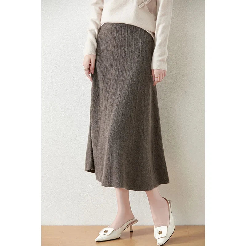 Olympia | Merino Wool Knit A-Line Skirt