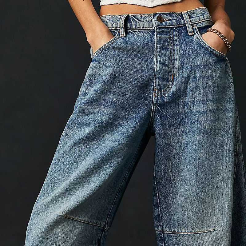 Malvine | Barrel Leg Cotton Denim Jeans
