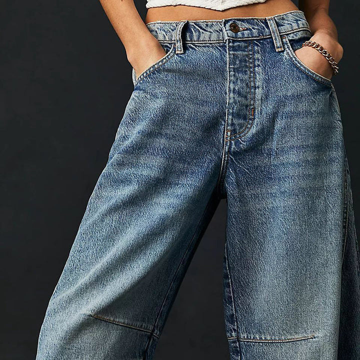 Malvine | Barrel Leg Cotton Denim Jeans