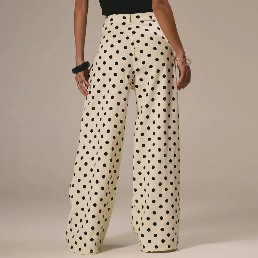 Paule | Polka Dot Cotton Wide Leg Trousers