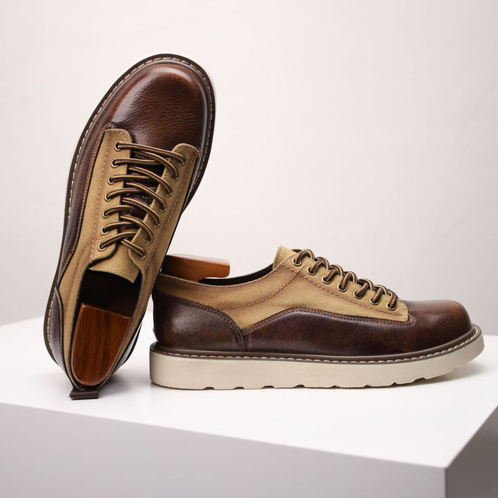 Célestin | Leather Canvas Lace-Up Sneakers