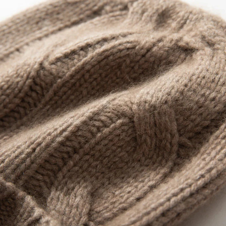 100% Cashmere Cable Knit Beanie