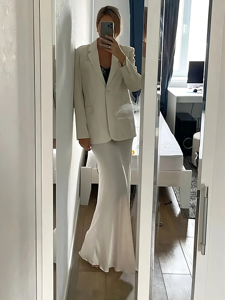 Deborah | Fishtail Hem Satin Maxi Skirt