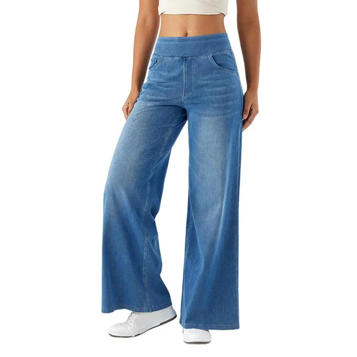 Michelle | Pull On Elastic Waist Wide Jeans