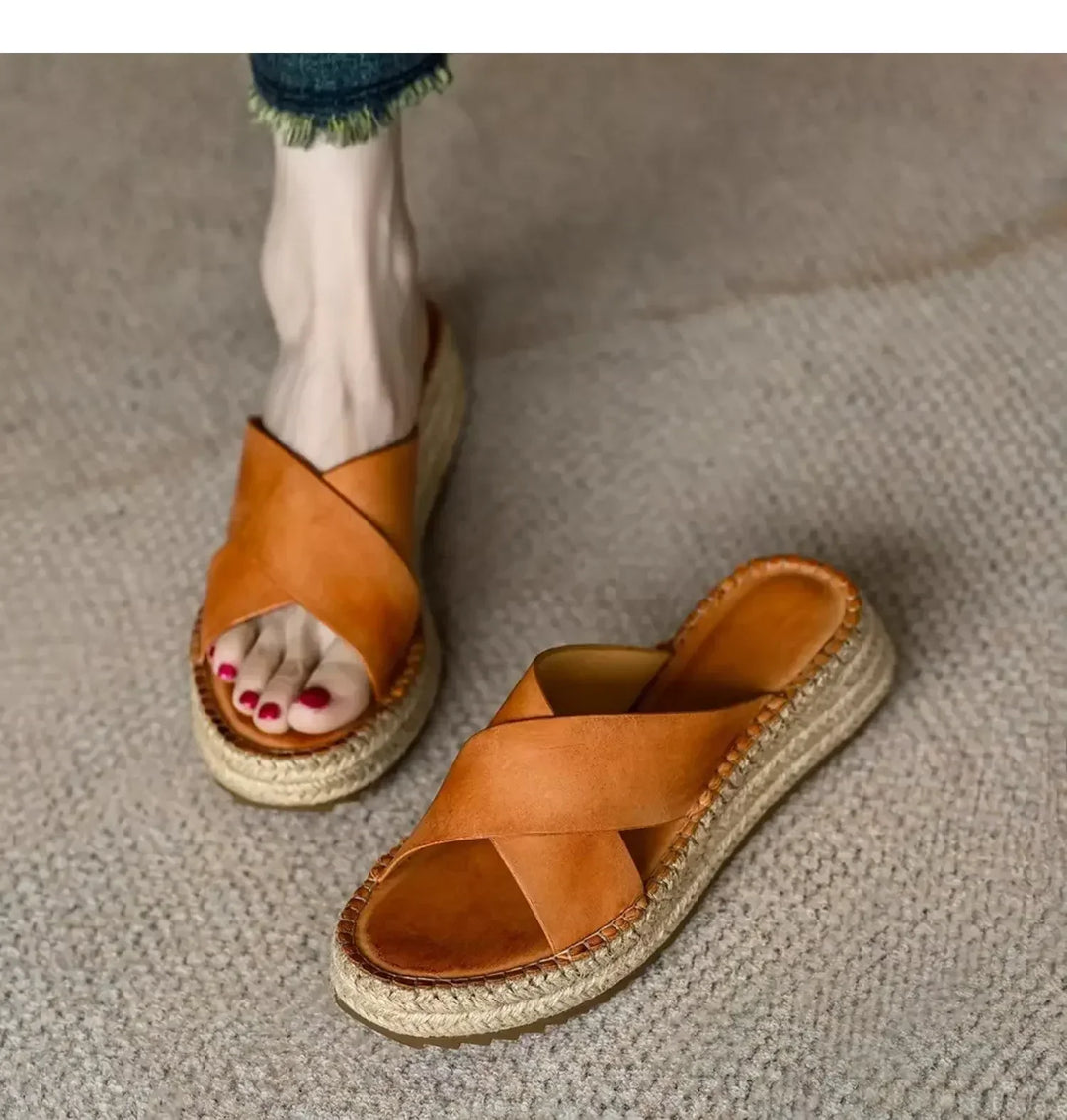 Antonine | Woven Leather Platform Slides
