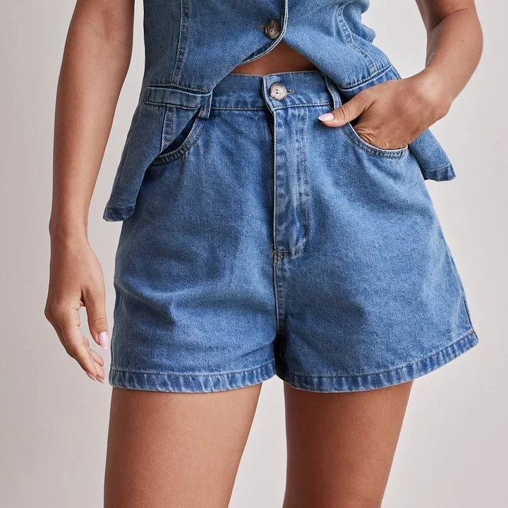 Desiree | 100% Cotton Denim Vest Set