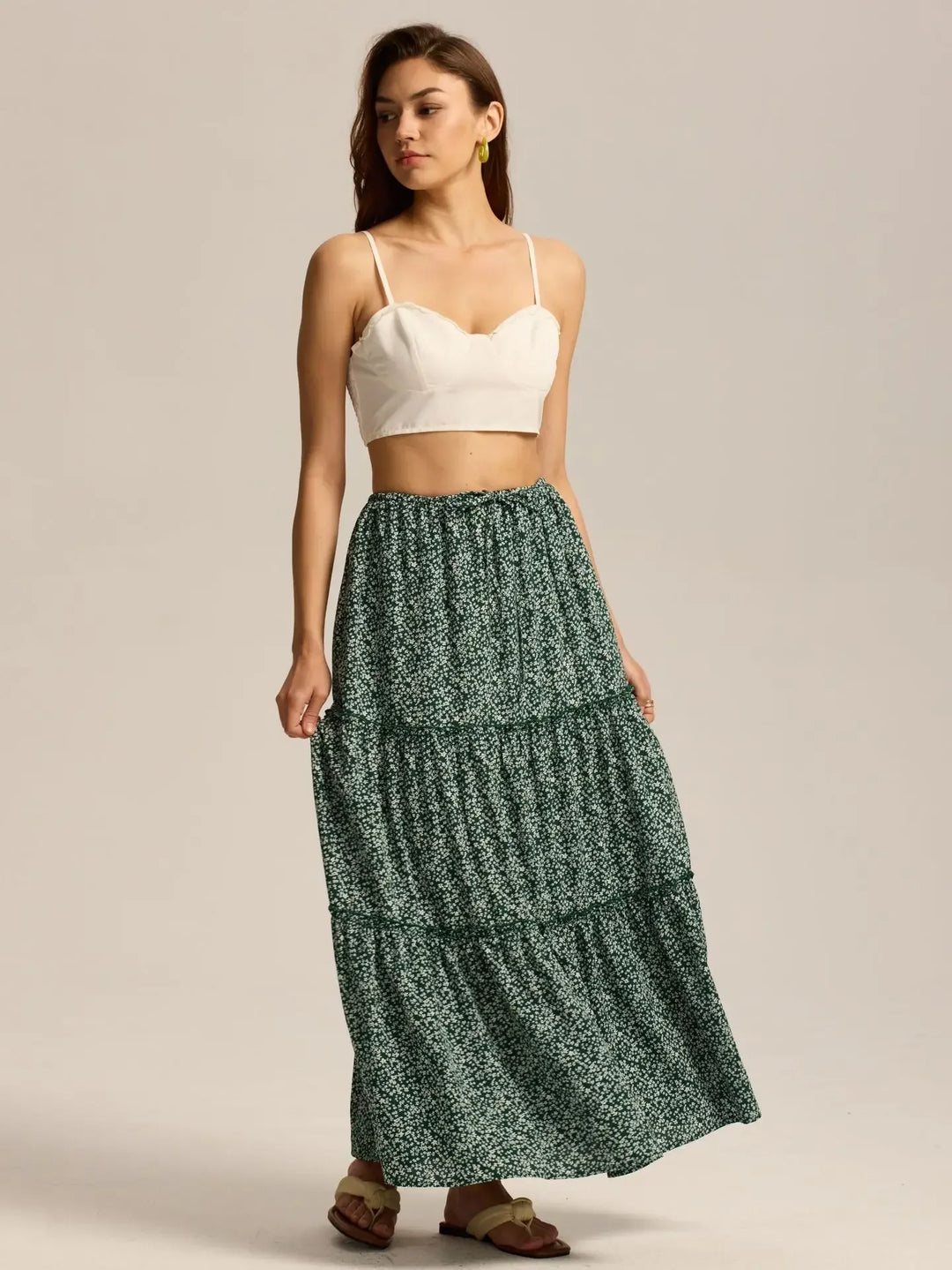 Vivian | 100% Cotton Drawstring Maxi Skirt
