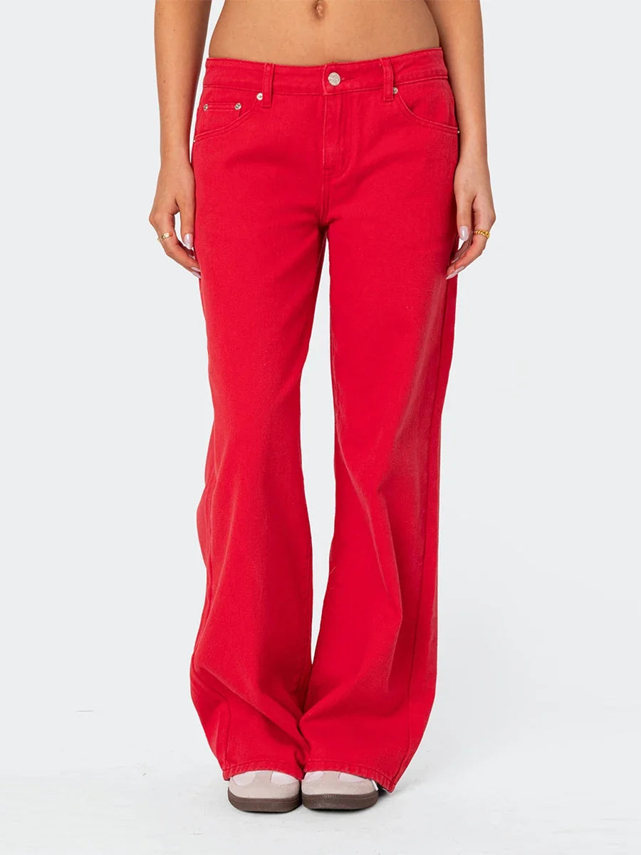 Ines | High Rise Cotton Straight Jeans