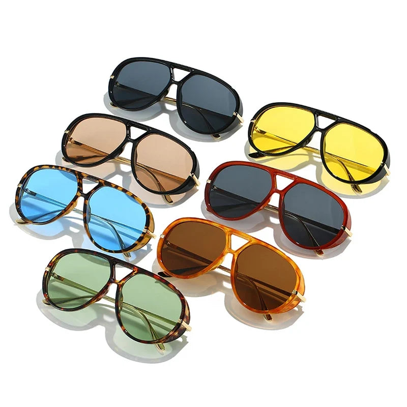 Double Bridge Metal Aviator Sunglasses
