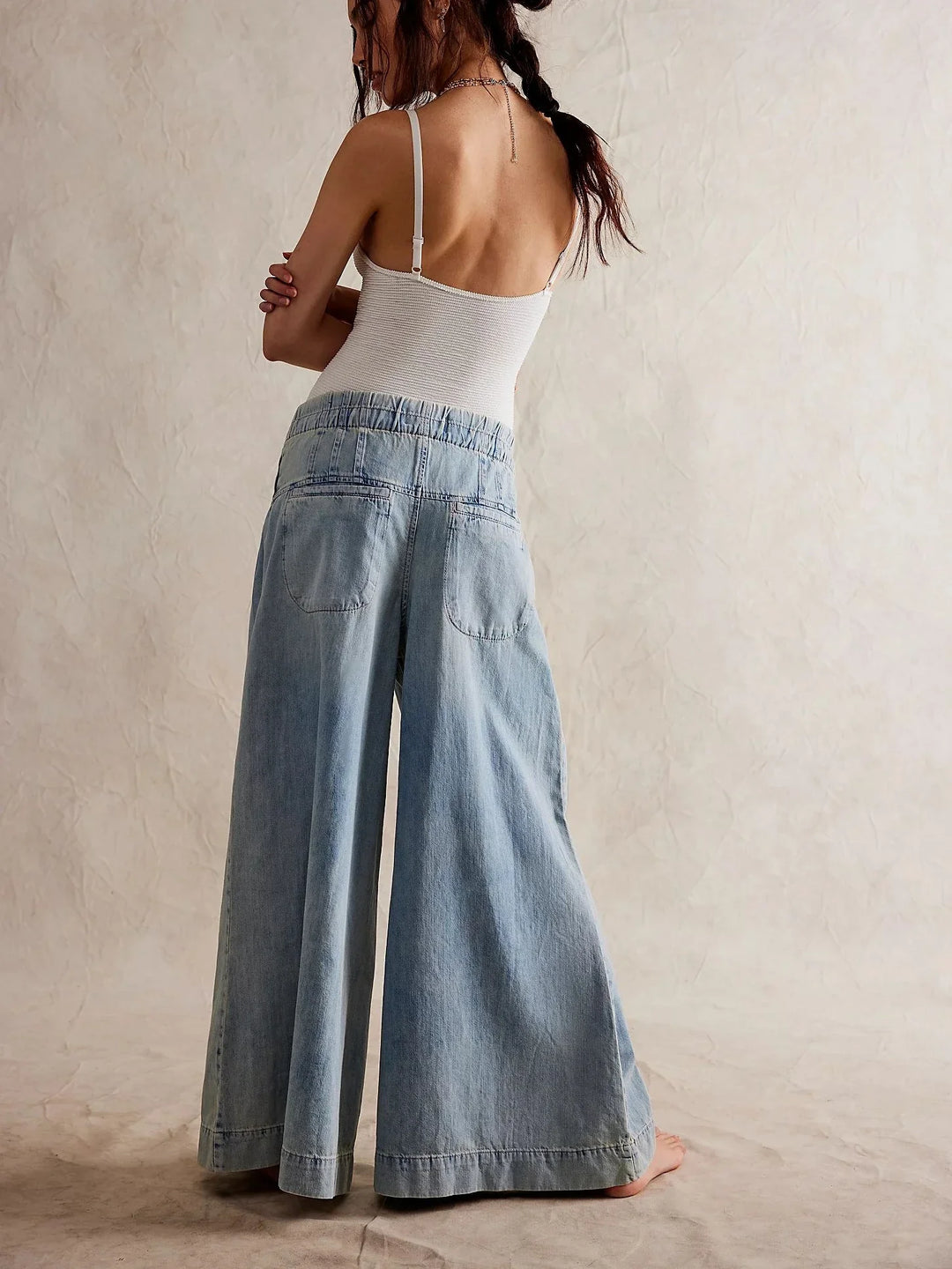 Lucia | Cotton Chambray Wide Leg Pants