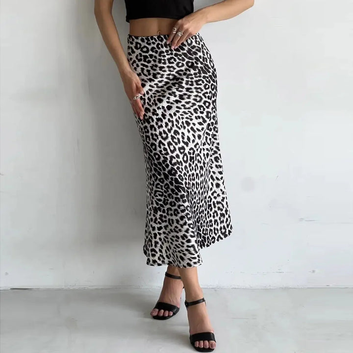 Alexandrine | Leopard Print Satin Skirt