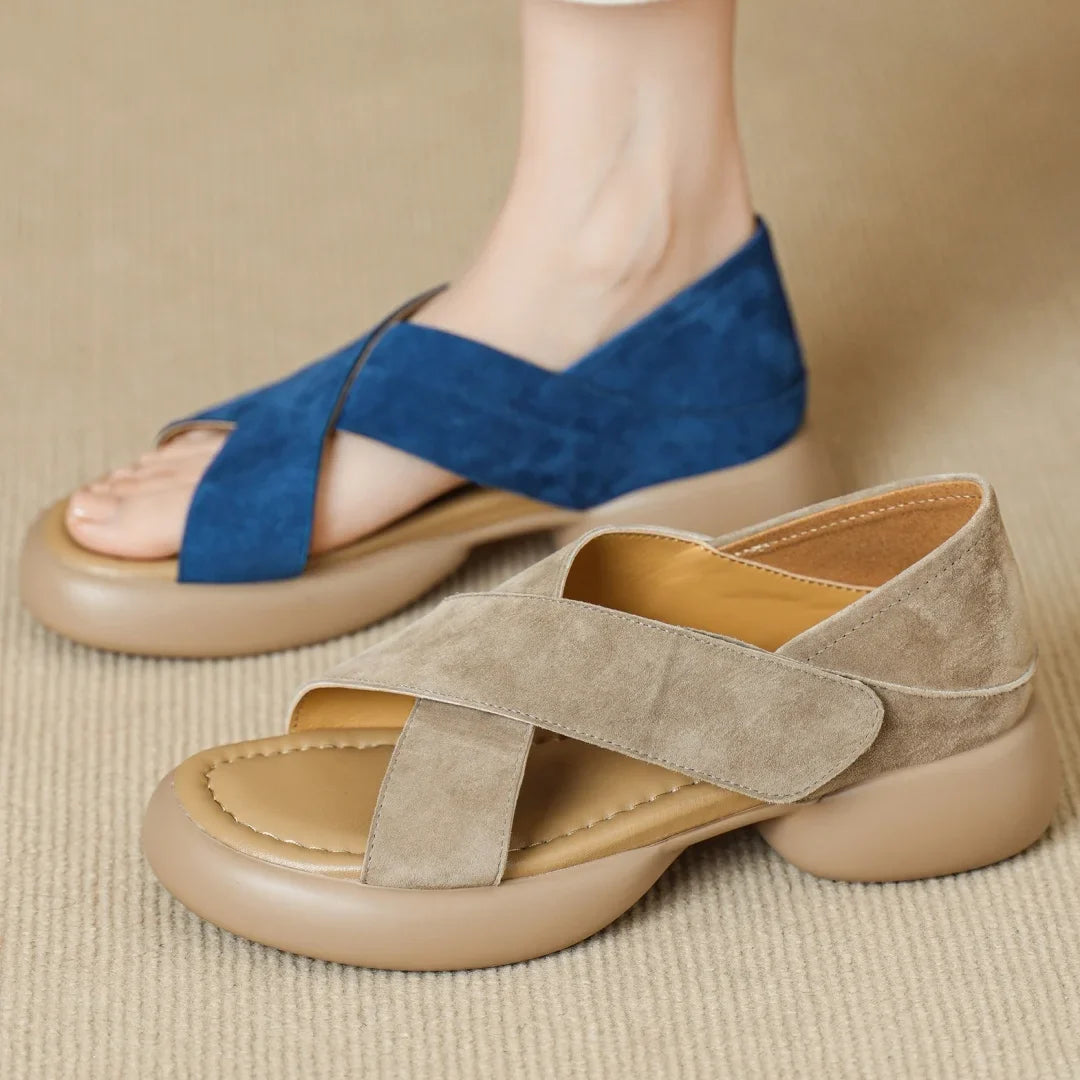 Enid | Suede Cross Band Platforms