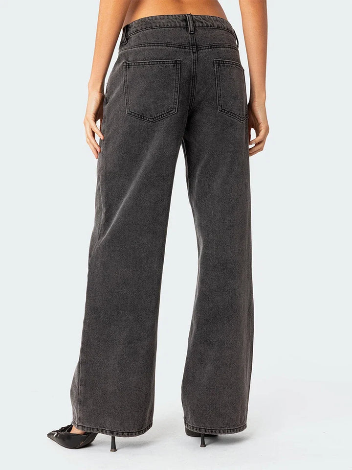 Ines | High Rise Cotton Straight Jeans