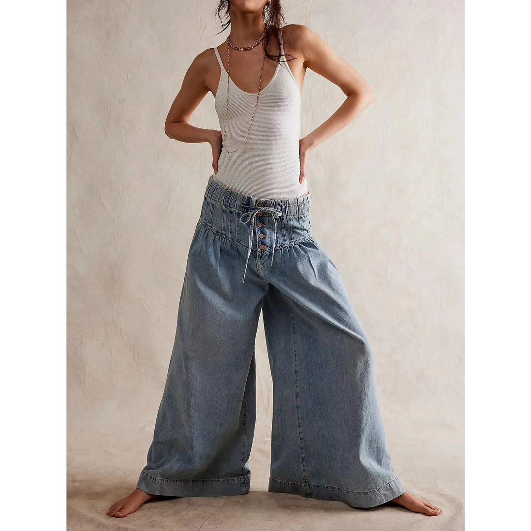 Lucia | Cotton Chambray Wide Leg Pants