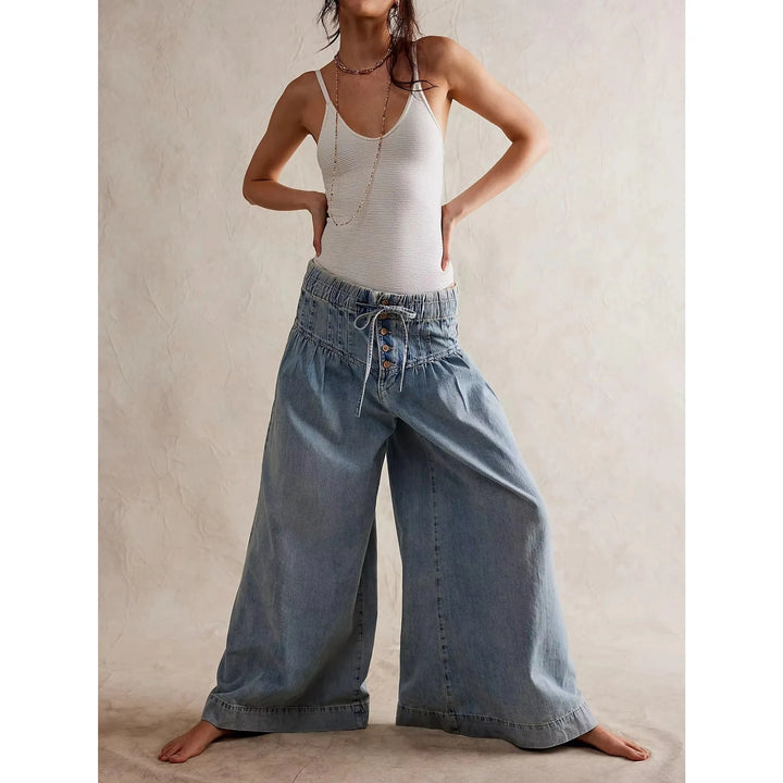 Lucia | Cotton Chambray Wide Leg Pants