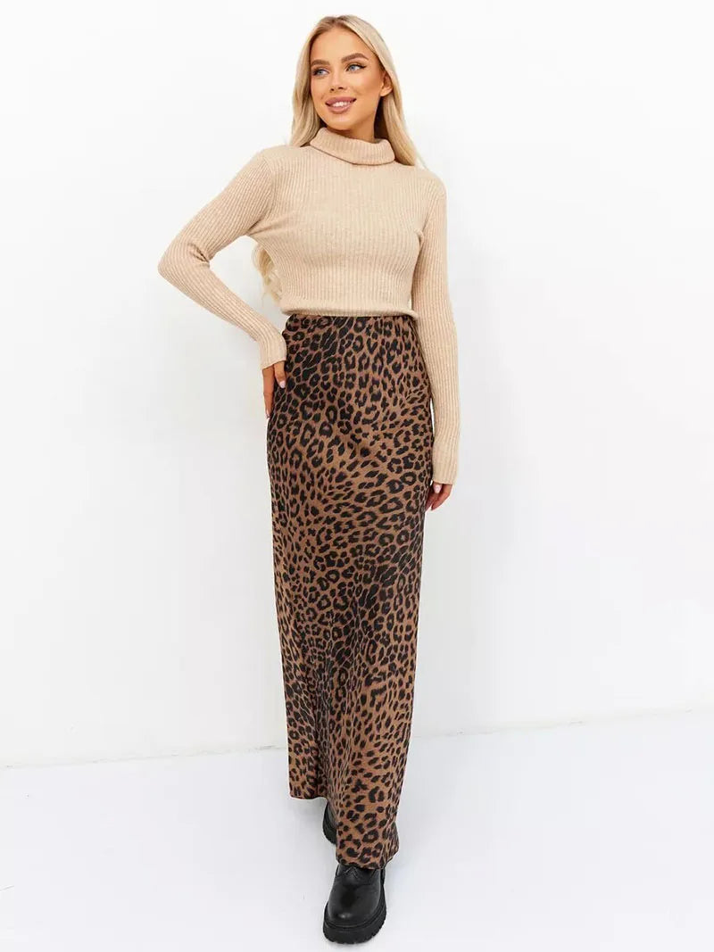 Alexandrine | Leopard Print Satin Skirt