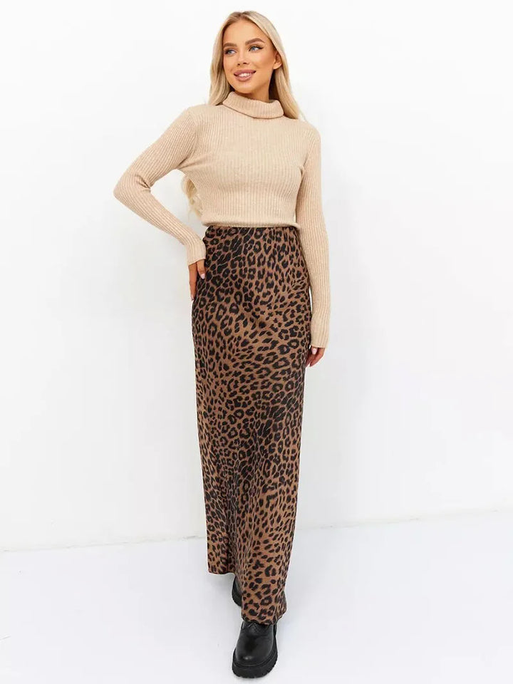 Alexandrine | Leopard Print Satin Skirt