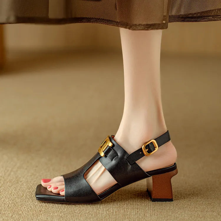 Hortensia | Chain Detail Block Heel Sandals
