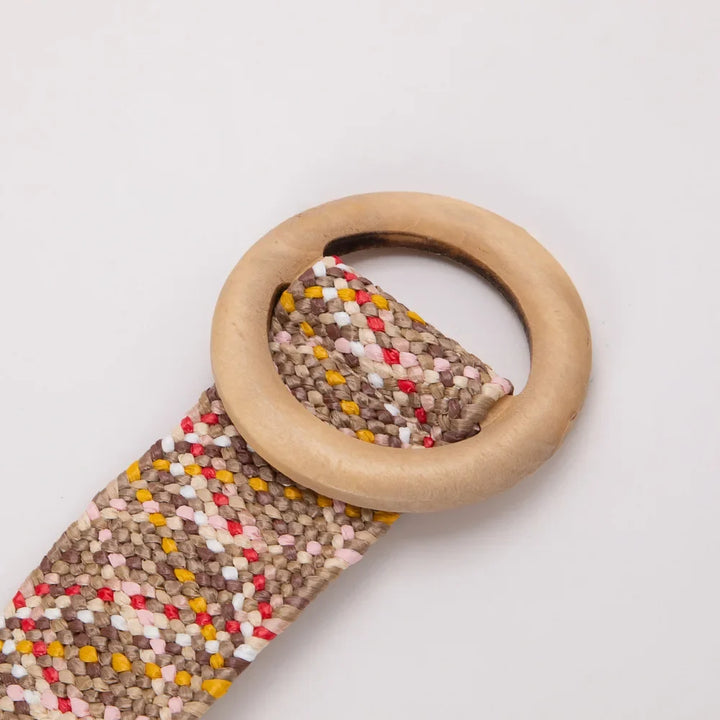 Woven Straw Belt, Wood Ring Buckle