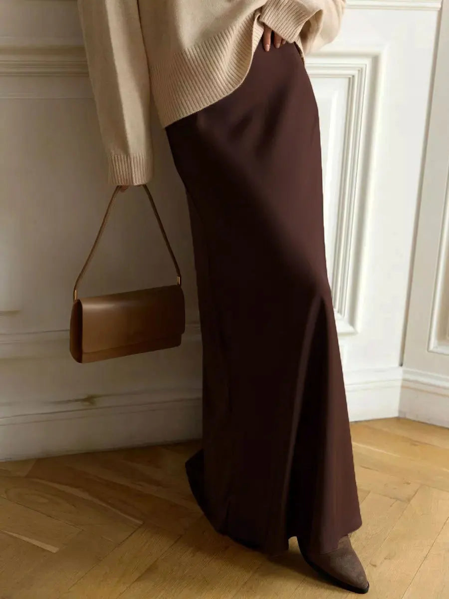 Deborah | Fishtail Hem Satin Maxi Skirt