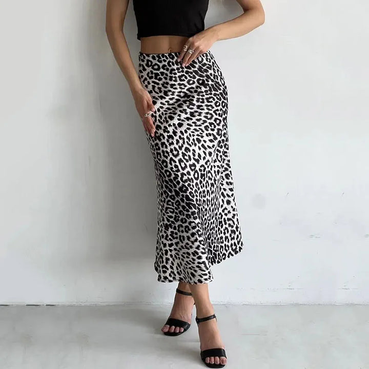 Alexandrine | Leopard Print Satin Skirt
