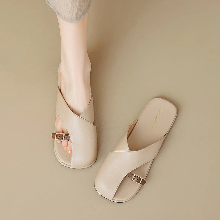 Luella | Sculpted Leather Footbed Sandals
