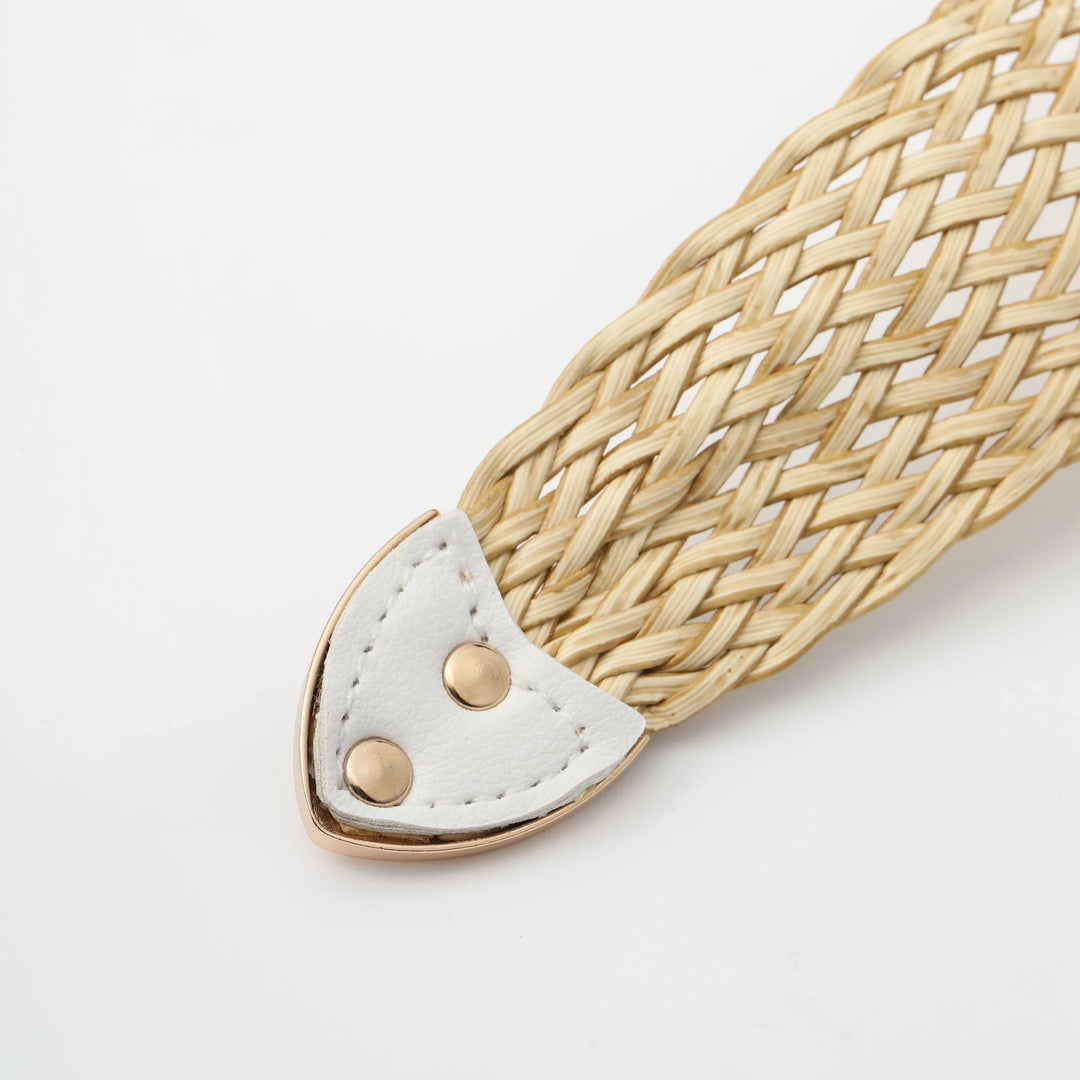 Woven Stretch Belt, Hooked Gold Buckle