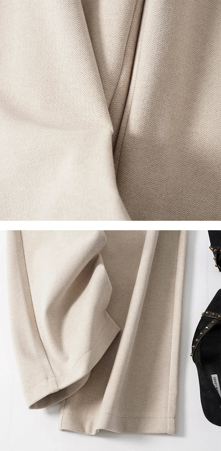 Adelia | 50% Wool Belted Wide Leg Trousers