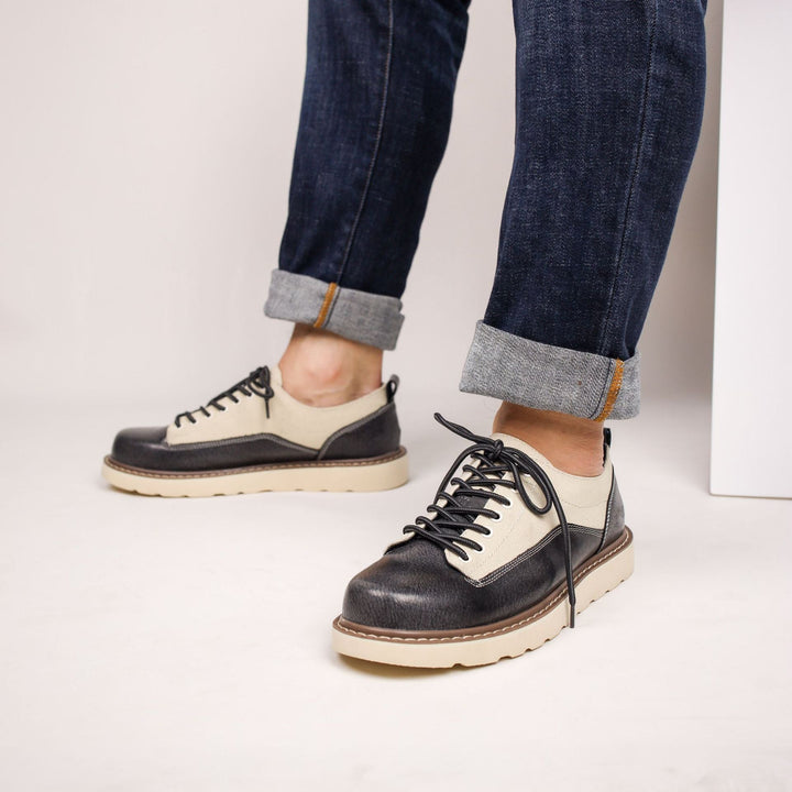 Célestin | Leather Canvas Lace-Up Sneakers