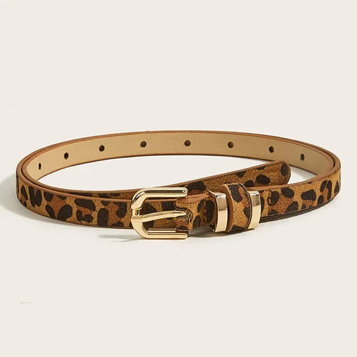 Leopard Print Leather Belt, 41 in