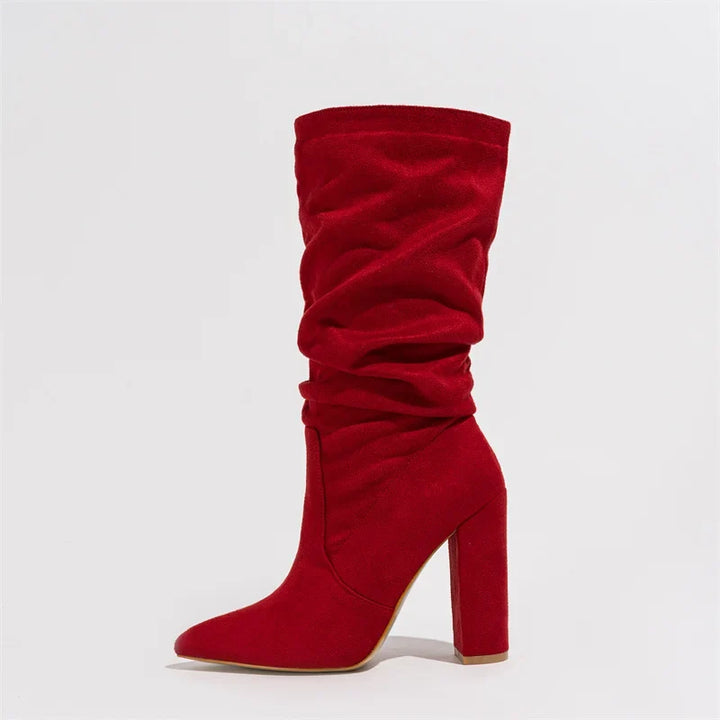 Therese | Pleated Suede Heel Boots