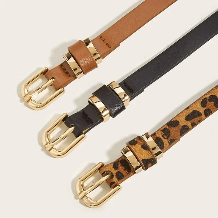 Leopard Print Leather Belt, 41 in