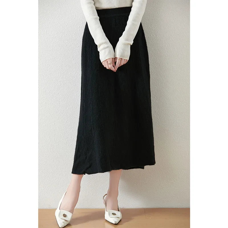 Olympia | Merino Wool Knit A-Line Skirt