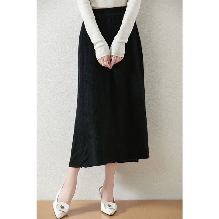 Olympia | Merino Wool Knit A-Line Skirt
