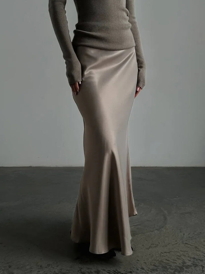Deborah | Fishtail Hem Satin Maxi Skirt