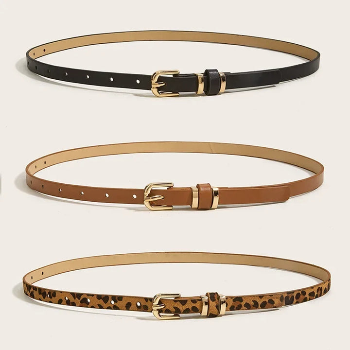 Leopard Print Leather Belt, 41 in