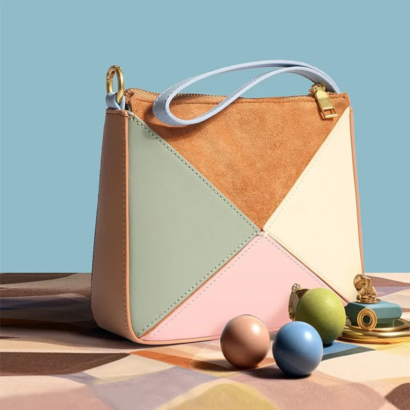Faceted Panel Structured Handbag