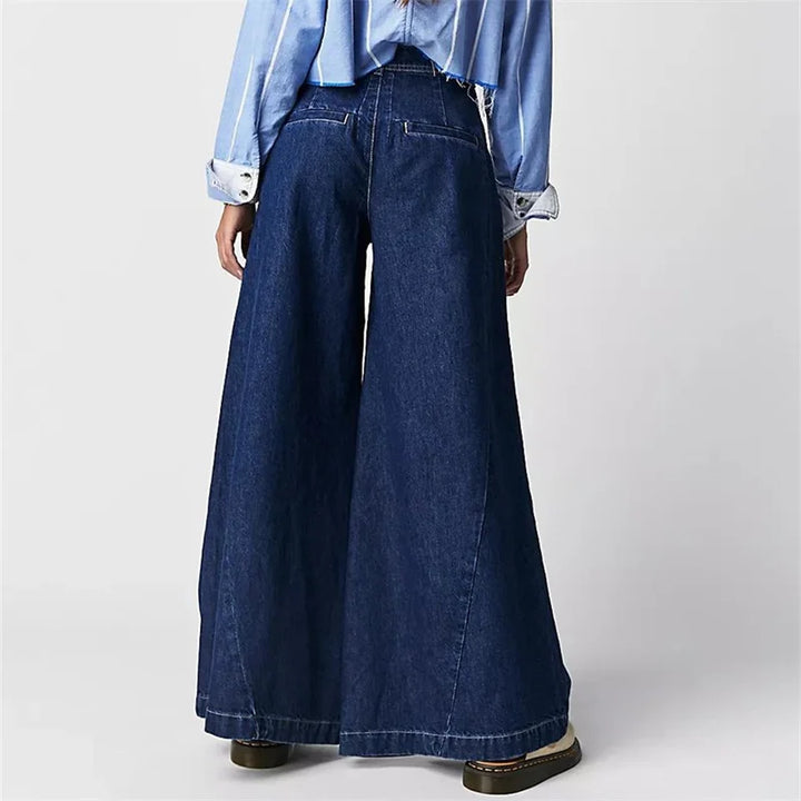 Tharsile | Pleated 100% Cotton Wide Jeans