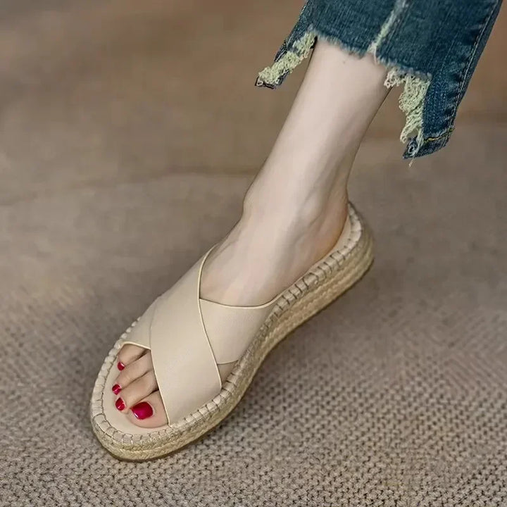 Antonine | Woven Leather Platform Slides