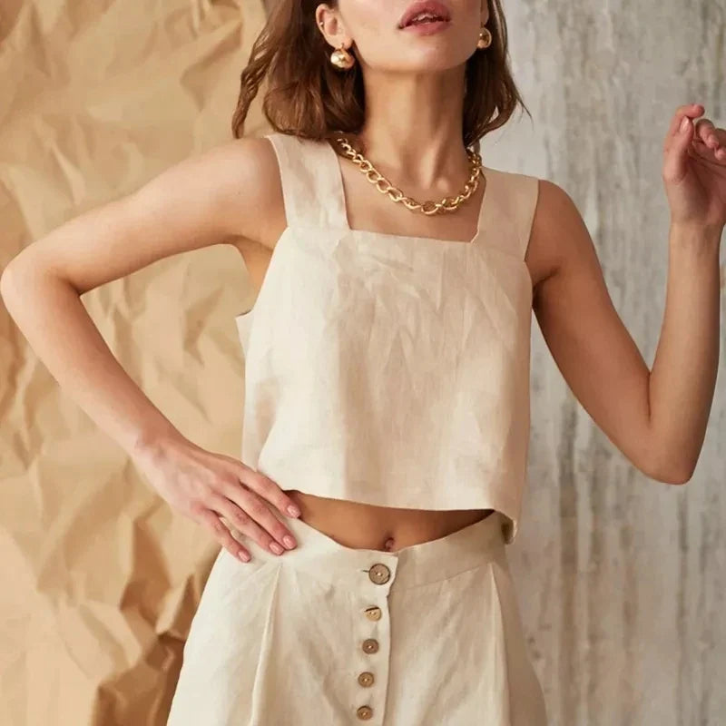 Petronille | Hidden Elastic Cotton Trousers