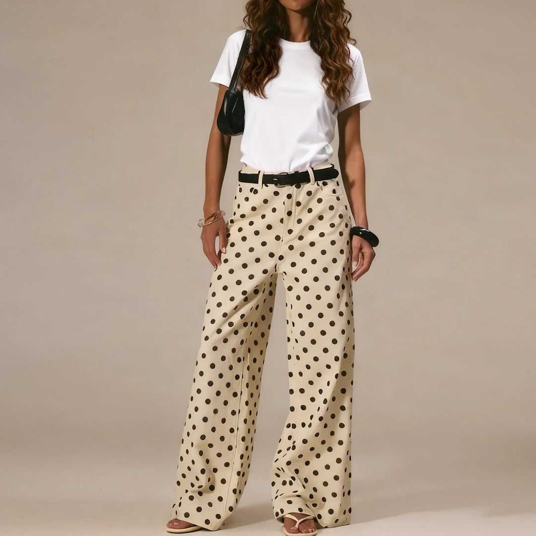 Paule | Polka Dot Cotton Wide Leg Trousers