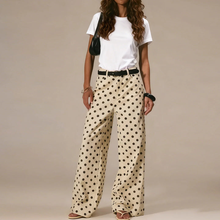 Paule | Polka Dot Cotton Wide Leg Trousers