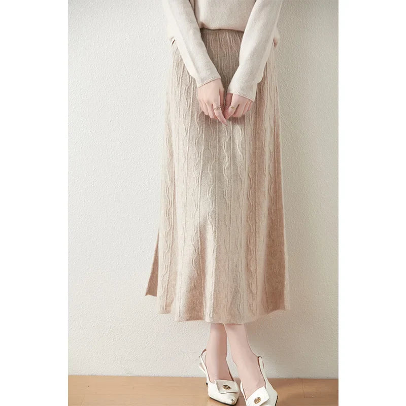 Olympia | Merino Wool Knit A-Line Skirt