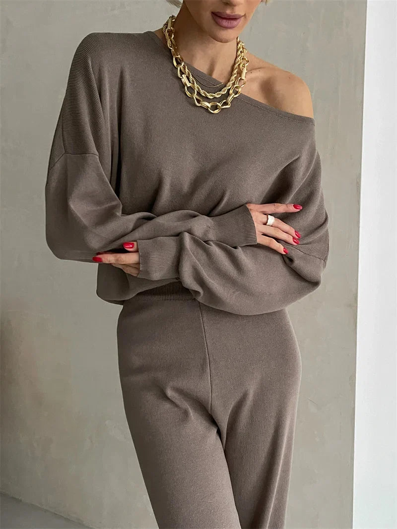 Irenee | Off Shoulder Knit Two Piece Set