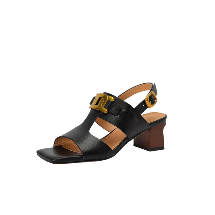 Hortensia | Chain Detail Block Heel Sandals