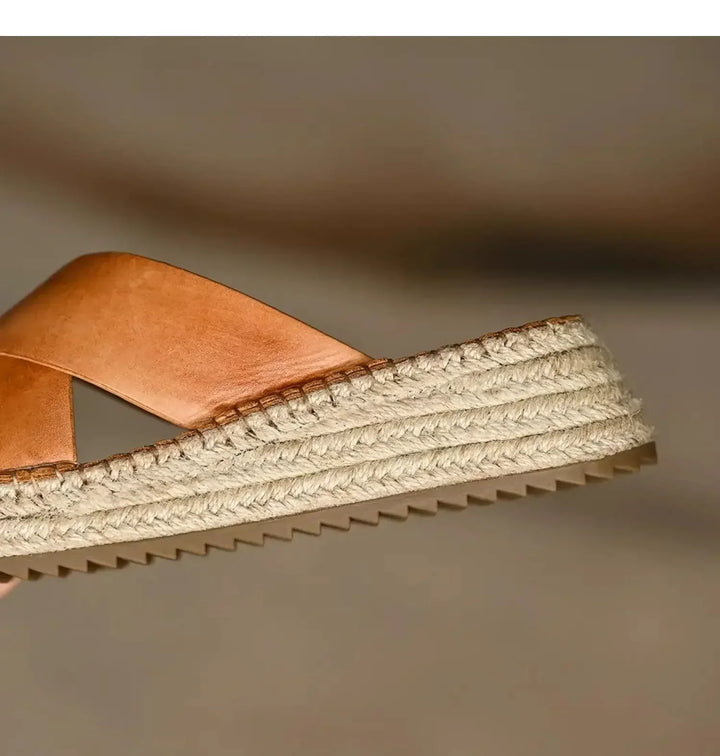 Antonine | Woven Leather Platform Slides