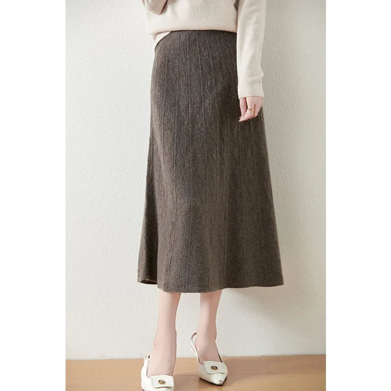 Olympia | Merino Wool Knit A-Line Skirt