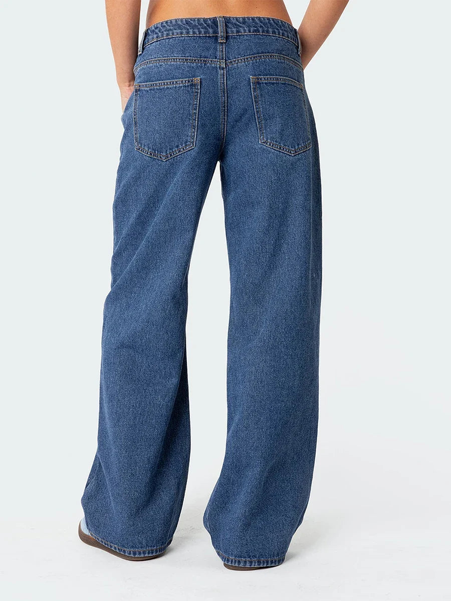 Ines | High Rise Cotton Straight Jeans